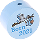 Motivperle – "Born 2021" : babyblau