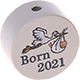 Motivperle – "Born 2021" : hellgrau