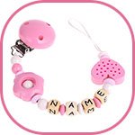 soother chain with flowers and hearts