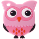 silicone bite pendant – owl : pastel pink