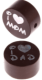 motif bead – "I Love Mom / Dad" with glitter foil : brown