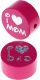 motif bead – "I Love Mom / Dad" with glitter foil : fuchsia