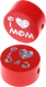 motif bead – "I Love Mom / Dad" with glitter foil : red