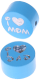 Perlina con motivo glitterato "I Love Mom / Dad" : azzurra