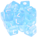 0,5 kg – 580 Cubos acrílicos azules – Letra "L"