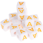0,5 kg – 580 Cubos acrílicos de colores Letra "A" – Amarillo