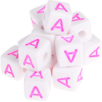 0,5 kg – 580 Kunststoff-Buchstabenwürfel, bunt – A – rosa