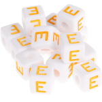 0.5 kg – 580 plastic letter cubes, colourful – E – yellow