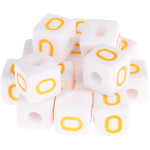 0,5kg – 580 plastik kostek z literami w kolorowy – O – żółty