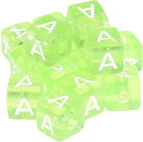 0,5 kg – 580 Kunststoff-Buchstabenwürfel Regenbogen – A – grün