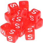 0,5 kg – 580 Cubos acrílicos con la letra "S" – Arcoíris – Rojo
