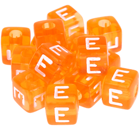 0,5 kg – 580 Kunststoff-Buchstabenwürfel Regenbogen – E – orange