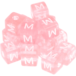 0,5kg – 580 Dados rosa de plástico com a letra M