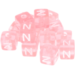 0,5 кг – 580 пластмассовых розовых кубиков с буквой– N