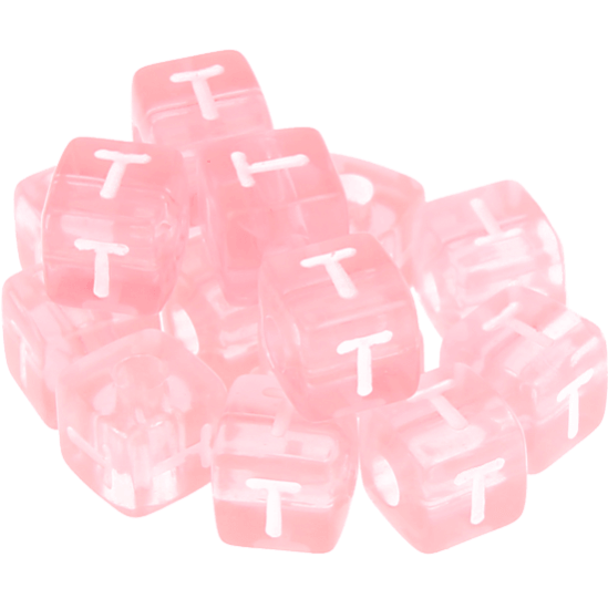 0,5 кг – 580 пластмассовых розовых кубиков с буквой – Т