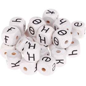 Bílé ražené kostky s písmenky 10 mm – kazaština