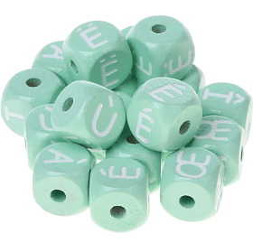 Mint embossed letter cubes, 10 mm – French