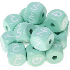 Cubos em verde menta com letras em relevo, de 10 mm – Croata