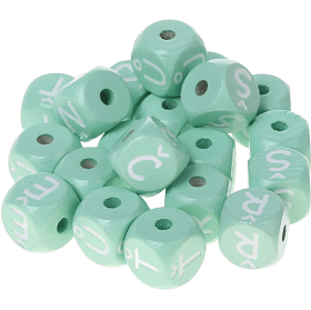 Cubos em verde menta com letras em relevo, de 10 mm – Checo