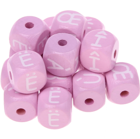 Cubos con letras en relieve de 10 mm en color rosa en francés