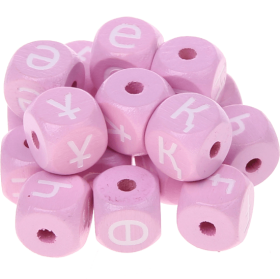 Růžové ražené kostky s písmenky 10 mm – kazaština
