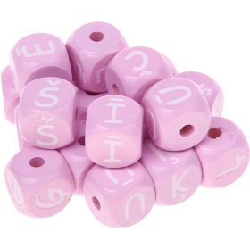 Cubos con letras en relieve de 10 mm en color rosa en letón