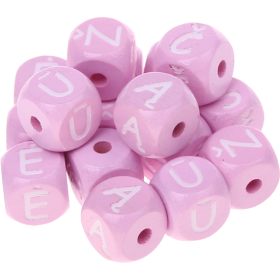 Cubos con letras en relieve de 10 mm en color rosa en lituano