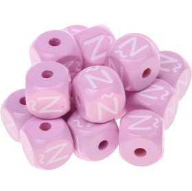 Růžové ražené kostky s písmenky 10 mm – španělština