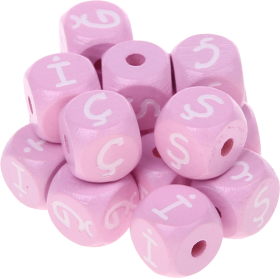 Cubos con letras en relieve de 10 mm en color rosa en turco