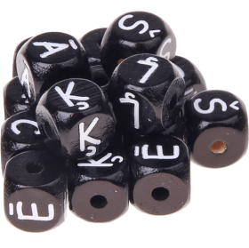 Cubos con letras en relieve de 10 mm en color negro en letón