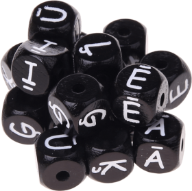 Black embossed letter cubes, 10 mm – Polish