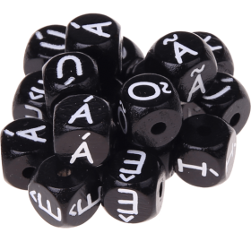 Черные кубики с рельефными буквами 10 мм – португальский язык