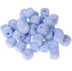 Pastellblaue Silikon-Buchstabenwürfel, 10 mm