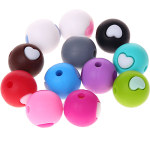 perles de silicone – cœur, 12 mm