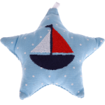 Звезда из ткани нежно-голубая в лодка