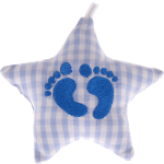 Etoile en tissu bleu tendre à motif pieds de bébé