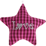 Textile star – dark pink, "Love"