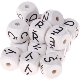 Bílé ražené kostky s písmenky 10 mm – čeština
