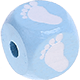 Cubes à lettres gravées Azul bebé, 10 mm – Dessins : bébé pied