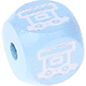 Cubos con letras en relieve de 10 mm en color azul bebé con imágenes : remolque