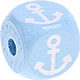 Cubes à lettres gravées Azul bebé, 10 mm – Dessins : ancre