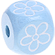 Нежно-голубой кубики с рельефными буквами 10 мм – изображениями : цветок