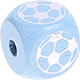 Cubos con letras en relieve de 10 mm en color azul bebé con imágenes : fútbol