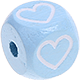 Cubos em azul bebé com letras em relevo, de 10 mm – Imagens : coração