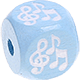 Нежно-голубой кубики с рельефными буквами 10 мм – изображениями : музыкальные ноты