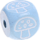 Cubes à lettres gravées Azul bebé, 10 mm – Dessins : champignon