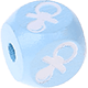 Cubos em azul bebé com letras em relevo, de 10 mm – Imagens : chupeta