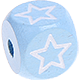 Cubes à lettres gravées Azul bebé, 10 mm – Dessins : étoiles ouvert