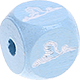 Cubos em azul bebé com letras em relevo, de 10 mm – Imagens : cegonha
