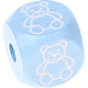 Cubos em azul bebé com letras em relevo, de 10 mm – Imagens : Urso